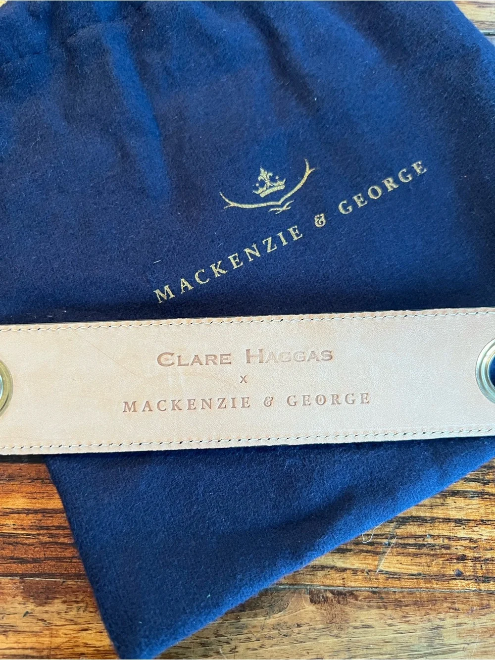 Clare Haggas x Mackenzie & George Black Leather Scarf Belt Made in England Med